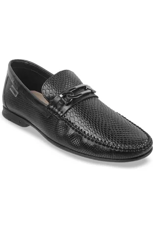 Metro Men Textured Leather Formal Horsebit Loafers