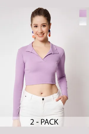 Color Capital Pack Of 2 Fitted Cotton Crop Top