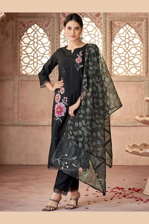 DRESOUL Floral Printed Beads & Stones Kurta With Trousers & Dupatta