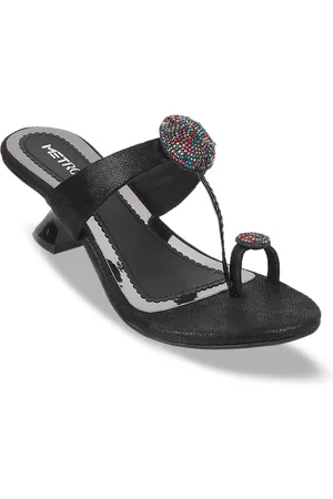 Metro Ethnic Embellished One Toe Block Heels