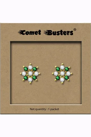Comet Busters Stone Studded Contemporary Reusable Non Piercing Ear Stickers Studs Earrings