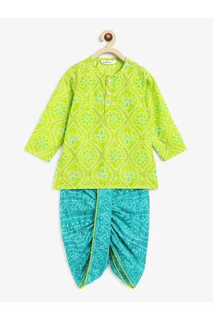 Campana Infant Boys Bandhani Printed Pure Cotton Kurta with Dhoti Pants