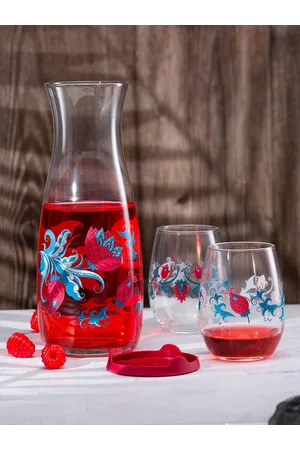 Pasabahce Set Of 3 Printed Glass Juice Set 1180 Ml
