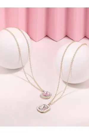 Ami Set Of 2 Gold-Plated Stone Studded Minimal Chain