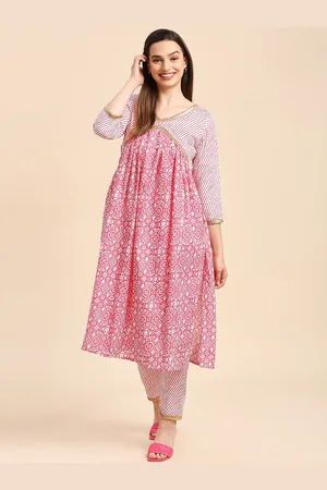 GUFRINA Ethnic Motifs Printed Gotta Patti Kurta with Trousers