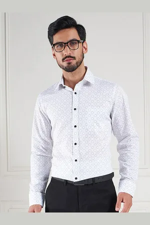 LOUIS STITCH Comfort Micro Ditsy Printed Spread Collar Long Sleeves Cotton Formal Shirt