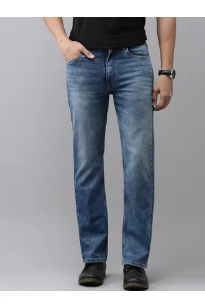 Mast & Harbour Men Blue Bootcut Clean Look Light Fade Stretchable Jeans