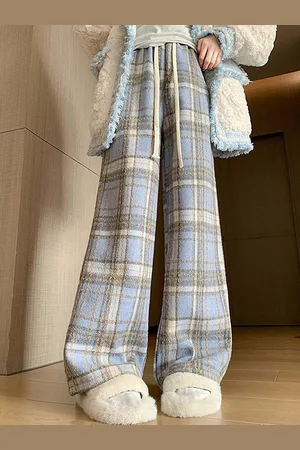 LULU & SKY Women Checked High-Rise Parallel Trousers