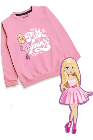 Minicult Girls Barbie Printed Cotton Pullover Sweatshirt