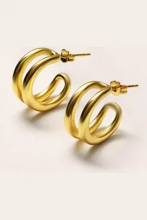 ZIVOM Gold-Plated Circular Half Hoop Earrings