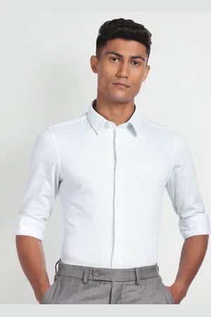 Arrow Slim Fit Micro Ditsy Printed Spread Collar Long Sleeve Formal Shirt