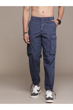 Buy Okane Men Charcoal Grey Regular Fit Solid Cargos - Trousers for Men  4325226 | Myntra