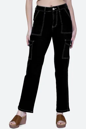 FCK-3 Women High-Rise Clean Look Stretchable Cargos Jeans