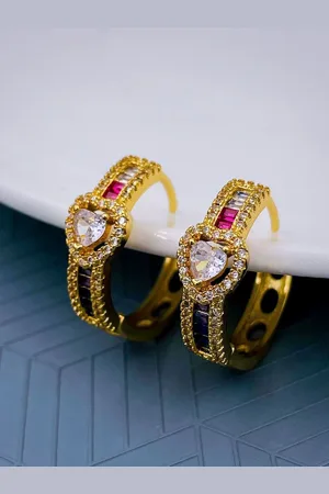 ZIVOM Gold-Plated Heart Shaped Hoop Earrings