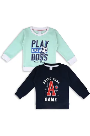 Wish Karo Kids Pack of 2 Typography Printed Cotton Sweatshirt