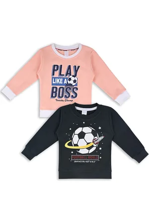 Wish Karo Kids Pack of 2 Typography Printed Cotton Sweatshirt