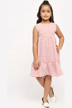 GUFRINA Girls Checked Gathered Detailed Fit & Flare Dress