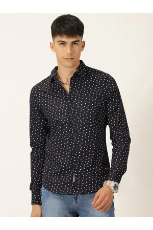 Provogue Classic Slim Fit Micro Ditsy Printed Cotton Casual Shirt