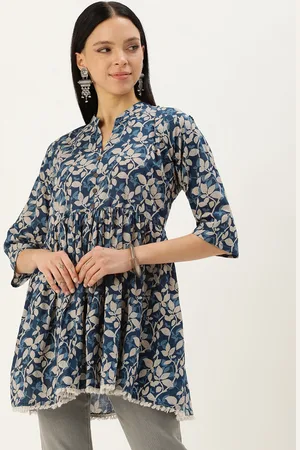 BAPS Ethnic Motifs Printed Pure Cotton Pleated Kurti
