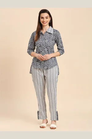 GUFRINA Ethnic Motifs Printed Shirt Collar High Low Shirt & Trousers