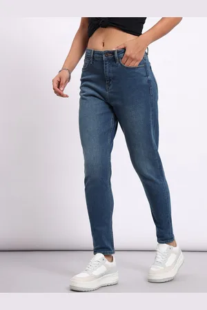 Lee Women Mom Fit High-Rise Clean Look Light Fade Stretchable Jeans
