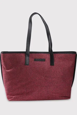 Caprese Maroon Textured Leather Shopper Shoulder Bag