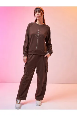 Bewakoof Lumos Typography Printed Round Neck Sweatshirt & Trousers
