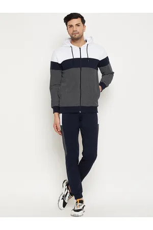 WILD WEST Colourblocked Hooded Fleece Cotton Tracksuit