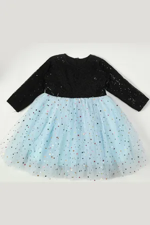 Bella Moda Girls Embellished Net Fit & Flare Dress