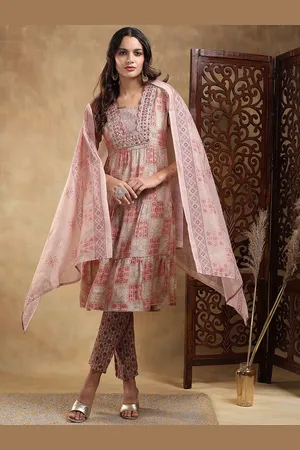 Bani Women Ethnic Motifs Embroidered Pleated Straight Kurta With Trousers & Dupatta