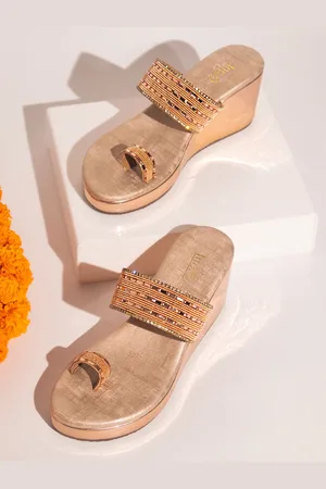 Inc 5 Women Peach-Coloured Embellished Sandals