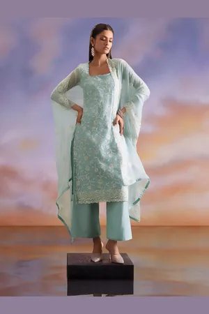 Soch Floral Embroidered Organza Unstitched Dress Material