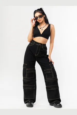 FREAKINS Women Wide Leg High-Rise Pure Cotton Jeans