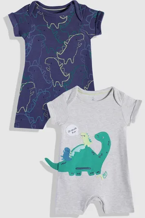 Mothercare Infant Boys Pack of 2 Printed Pure Cotton Rompers
