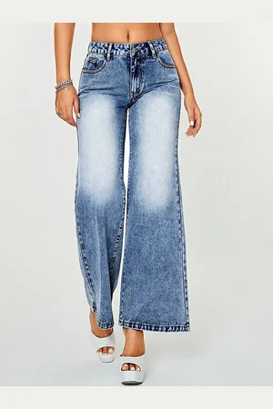 LULU & SKY Women Wide Leg Heavy Fade Jeans