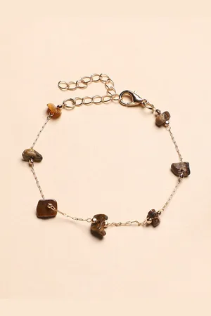 Sangria Gold-Plated Artificial Beaded Convertible Anklet Cum Bracelet