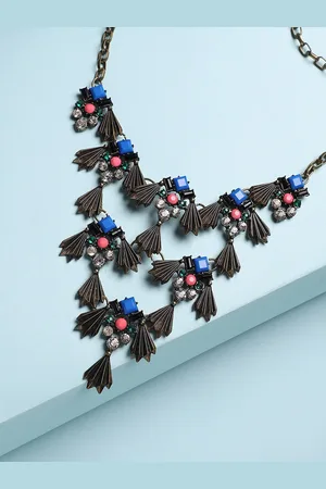 Sangria Black Gold-Plated Stone-Studded Necklace