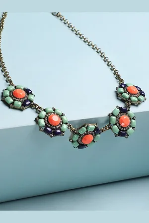 Sangria Gold-Toned Gold-Plated Stone-Studded Necklace