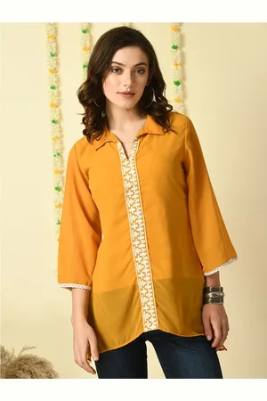 Kalini Shirt Collar Embroidered Longline Shirt Style Top