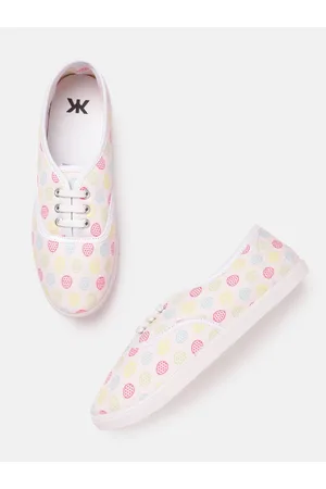 Kook N Keech Women Pink & Yellow Printed Sneakers