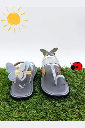 THE MADRAS TRUNK Girls Butterfly Detail Leather One Toe Flats