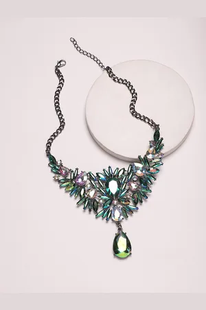 Sangria Silver-Plated Stone-Studded Necklace