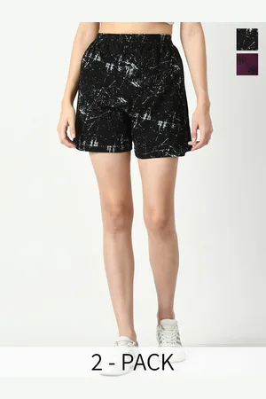 BAESD Women Pack of 2 Printed High-Rise Pure Cotton Shorts
