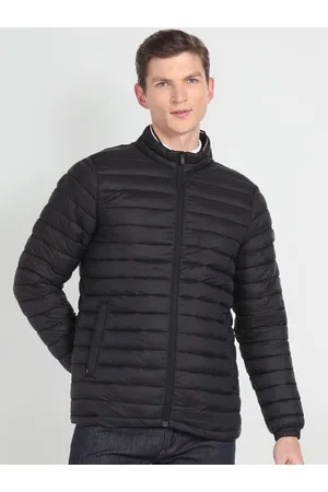 Arrow Mock Collar Long Sleeve Zip Detail Puffer Jacket