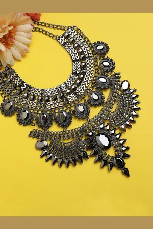 Sangria Silver-Plated Stone-Studded Layered Necklace