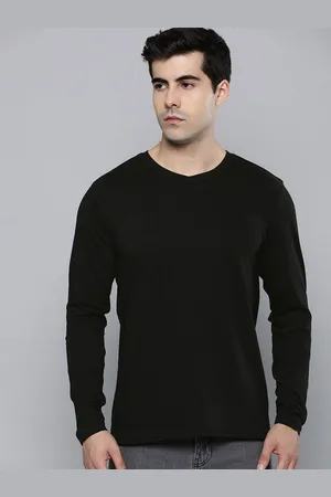 Mast & Harbour Black V-Neck Long Sleeve Cotton T-shirt