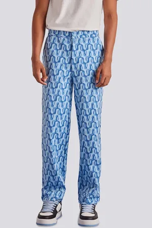 Muvazo Men Mid-Rise Geometric Printed Straight Fit Trousers