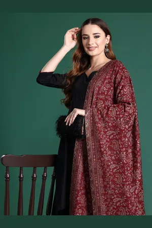 Sangria Women Floral Woven Design Shawl