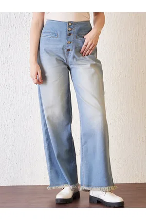 Antheaa Blue Women Comfort Relaxed Fit High-Rise Low Distress Heavy Fade Stretchable Jeans