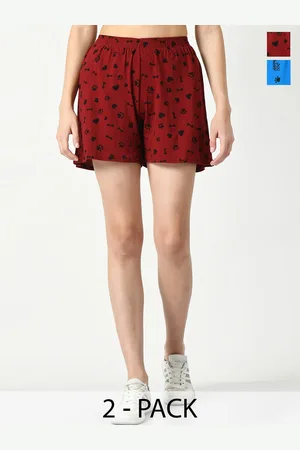 BAESD Women Pack Of 2 Conversational Printed Pure Cotton High-Rise Hot Pants